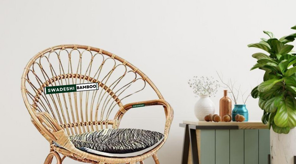 Bamboo Cane Modern Chair with Cushion