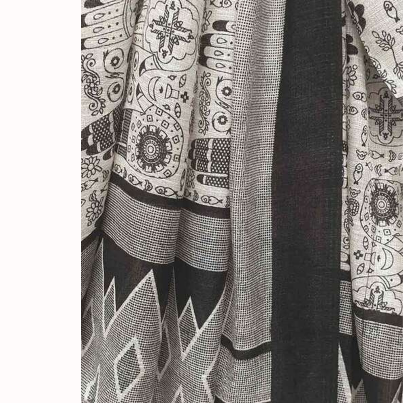 Block print Bamboo Art Silk Dupatta(Black) I Women's Printed Dupatta