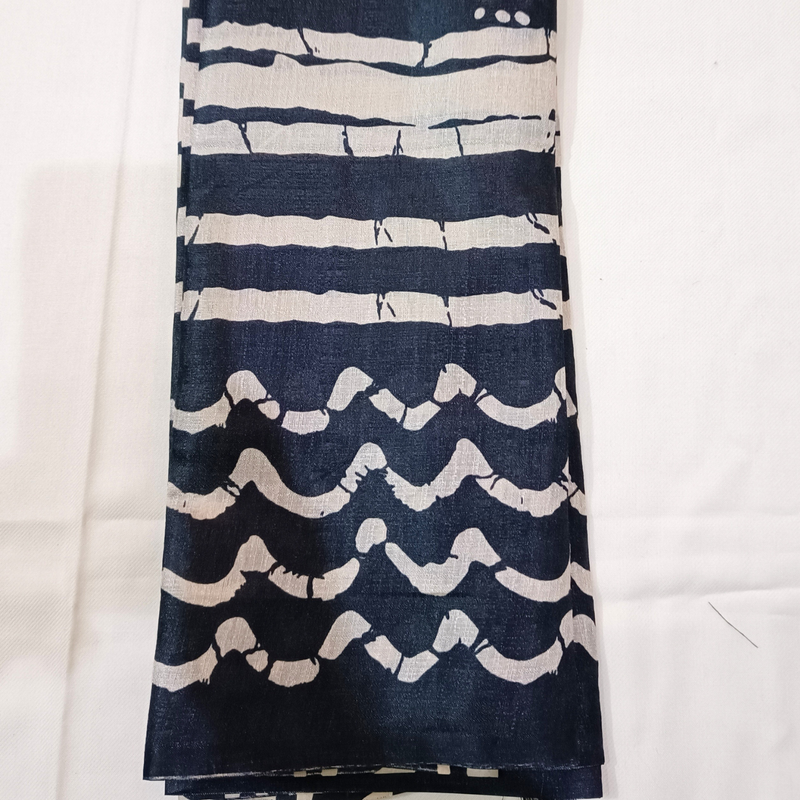 Block print Bamboo Art Silk Dupatta (Navy)