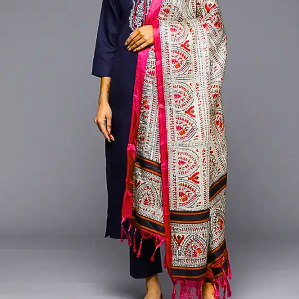 Block print Bamboo Art Silk Dupatta(Red) I Women's Printed Dupatta