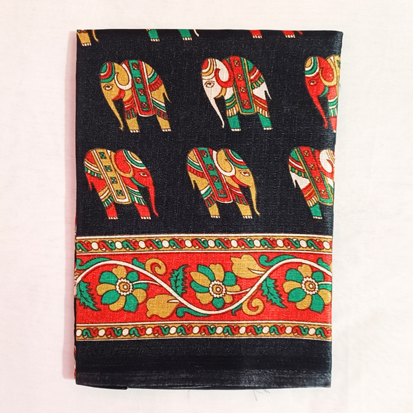 Block print Handloom Art Silk Dupatta (Black) I Women's Printed Dupatta
