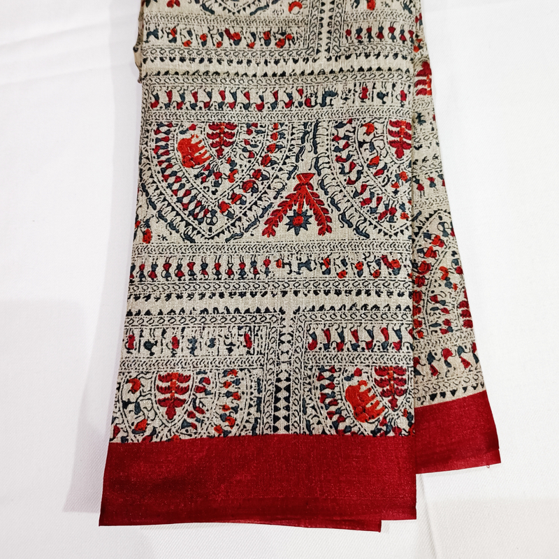 Block print Bamboo Art Silk Dupatta(Red) I Women's Printed Dupatta