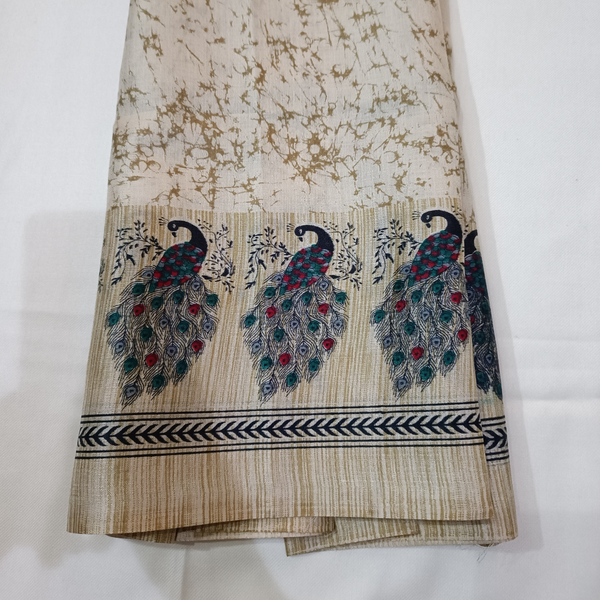 Block print Bamboo Art Silk Dupatta I Women's Printed Dupatta (Peacock Design)