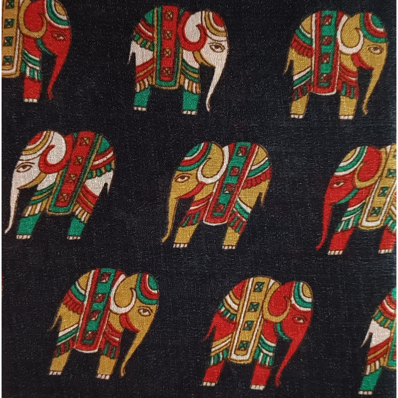 Block print Handloom Art Silk Dupatta (Black) I Women's Printed Dupatta