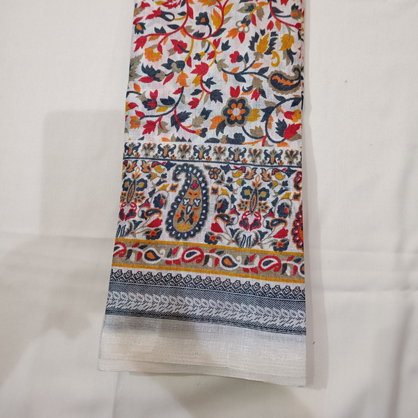Block print Bamboo Art Silk Dupatta I Women's White Printed Dupatta