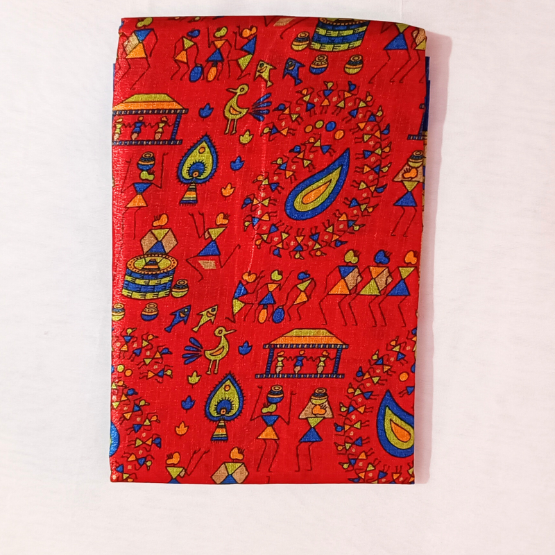 Block print Bamboo Art Silk Dupatta I Red Women's Printed Dupatta