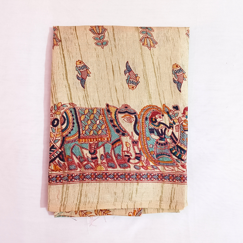 Block print Handloom Art Silk Dupatta (Golden) I Women's Printed Dupatta