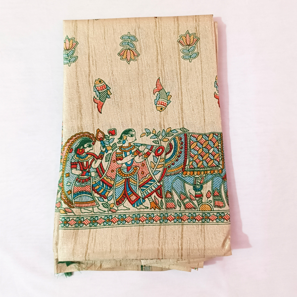 Block print Handloom Art Silk Dupatta (Golden) I Women's Printed Dupatta