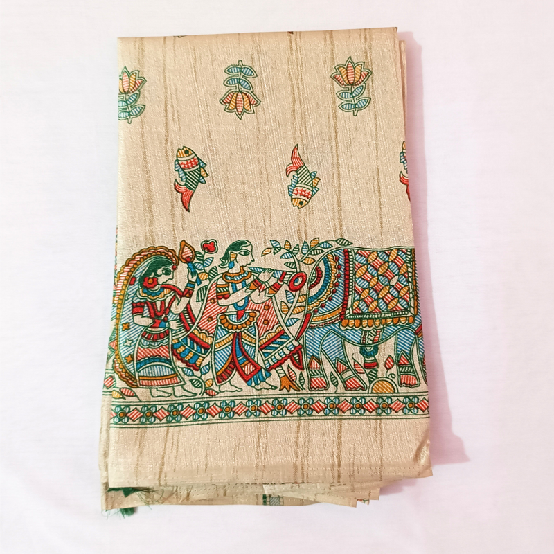 Block print Handloom Art Silk Dupatta (Golden) I Women's Printed Dupatta