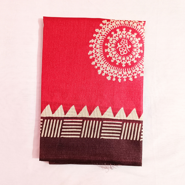 Block print Handloom Art Silk Dupatta Pink