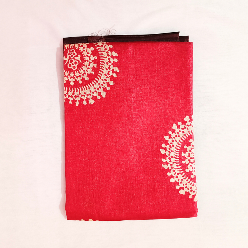 Block print Handloom Art Silk Dupatta Pink