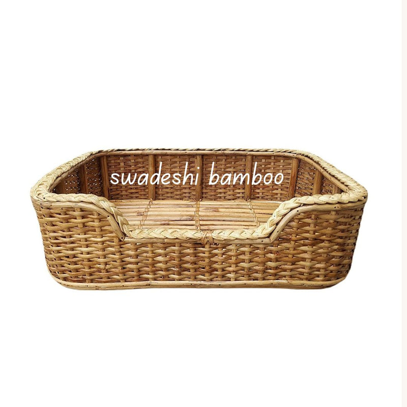 Bamboo Cane Pet Bed for Dogs and Cats with Cushion (Weaving) 32