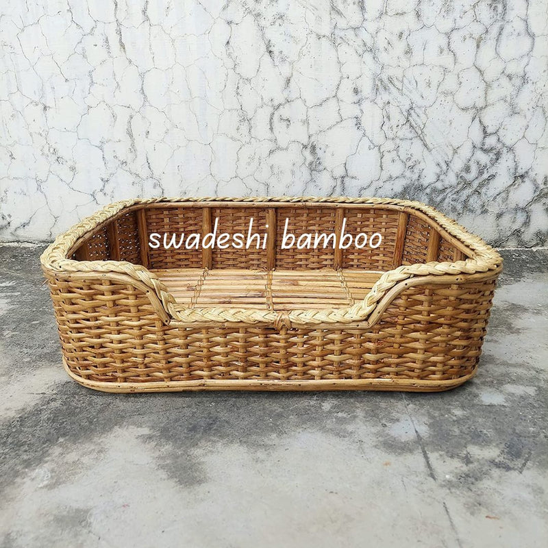 Bamboo Cane Pet Bed for Dogs and Cats with Cushion (Weaving) 32