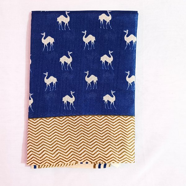 Block print Handloom Art Silk Dupatta (Blue) I Women's Printed Dupatta