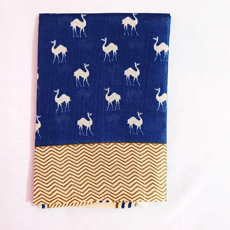 Block print Handloom Art Silk Dupatta (Blue) I Women's Printed Dupatta