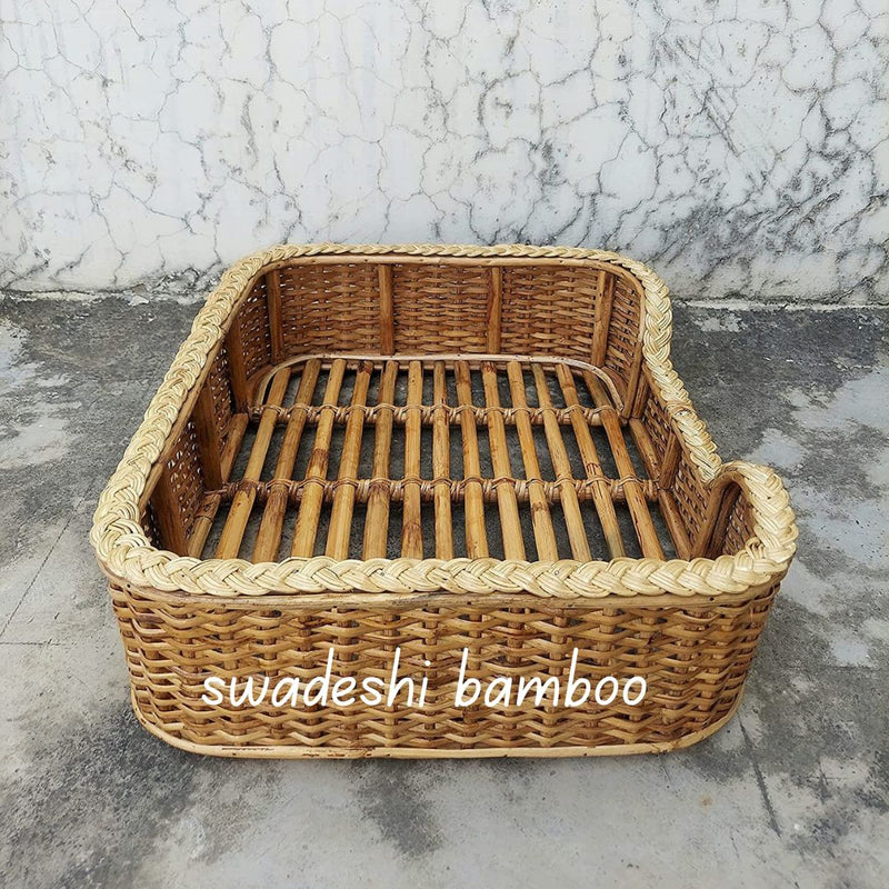 Bamboo Cane Pet Bed for Dogs and Cats with Cushion (Weaving) 32