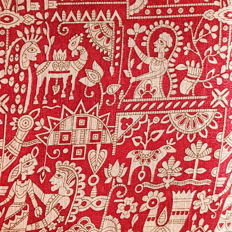 Block print Bamboo Art Silk Dupatta(Red) I Women's Printed Dupatta