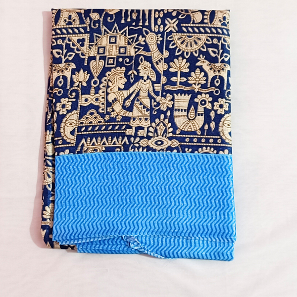 Block print Bamboo Art Silk Dupatta(Blue) I Women's Printed Dupatta