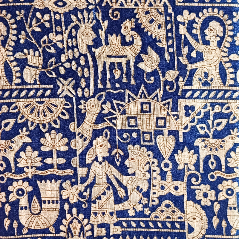 Block print Bamboo Art Silk Dupatta(Blue) I Women's Printed Dupatta