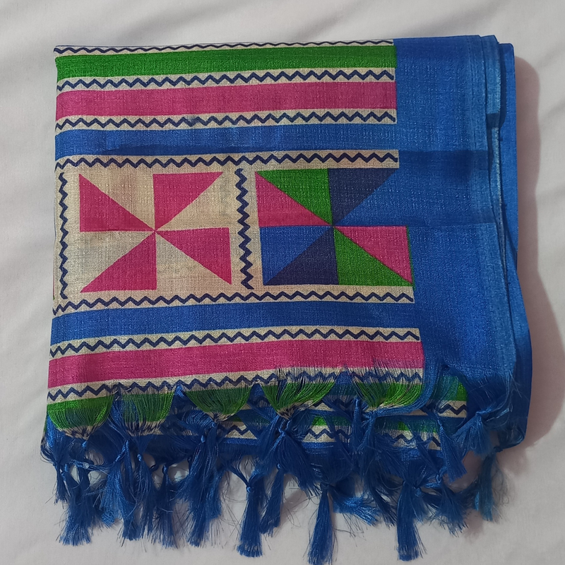 Handloom Art Silk Dupatta I Women's Printed Dupatta (Blue)