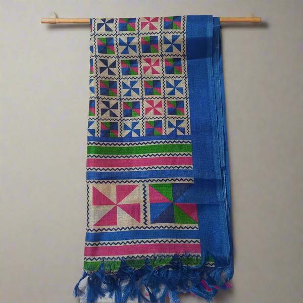 Handloom Art Silk Dupatta I Women's Printed Dupatta (Blue)