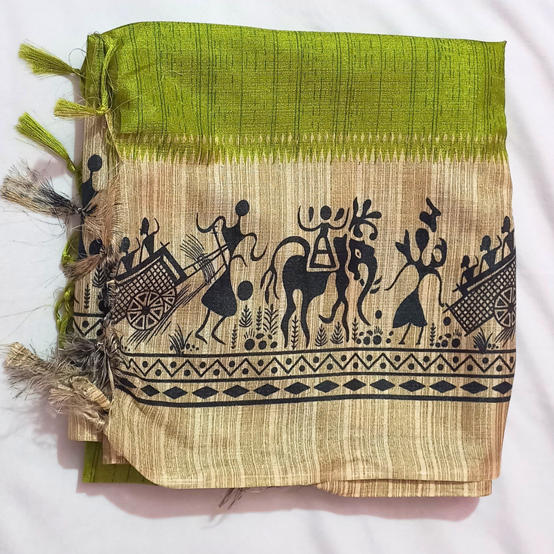 Handloom Art Silk Dupatta I Women's Printed Dupatta(Green)