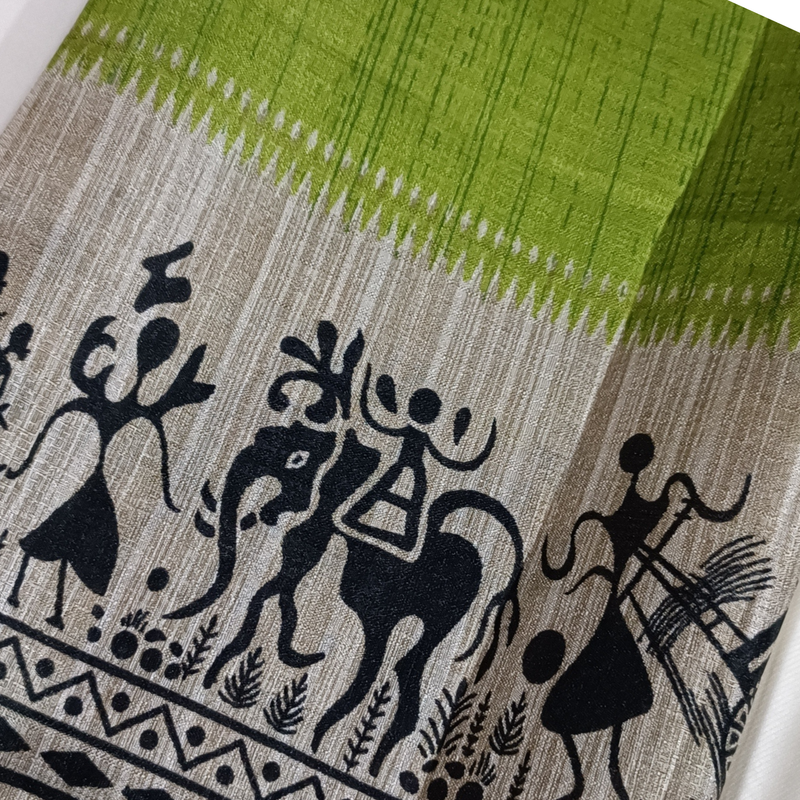 Handloom Art Silk Dupatta I Women's Printed Dupatta(Green)