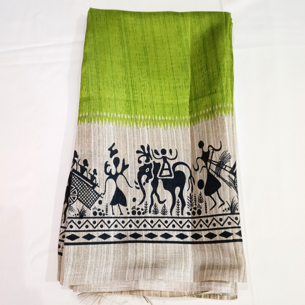 Handloom Art Silk Dupatta I Women's Printed Dupatta(Green)