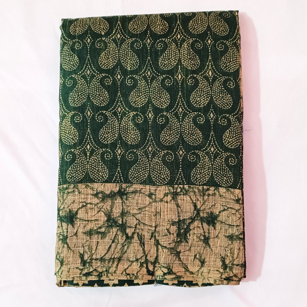 Handloom Bamboo Khadi Cotton Saree with Blouse (Green)