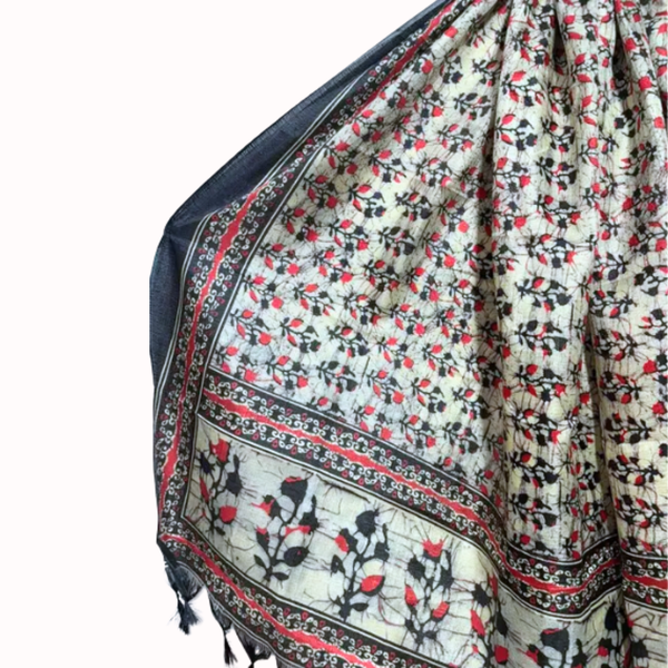 Black Silk Dupatta I Women's Printed Dupatta (Black)