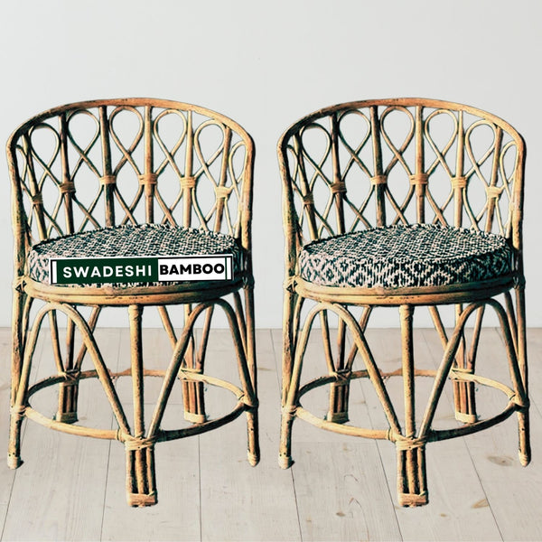 Bamboo Arm Back mudda Chair(Set of 2) for Restaurant, Hotel, Garden