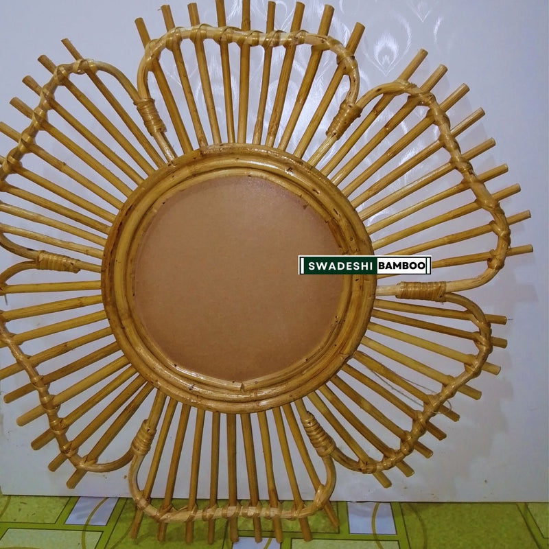 Bamboo Cane Mirror for Bedroom(Flower)