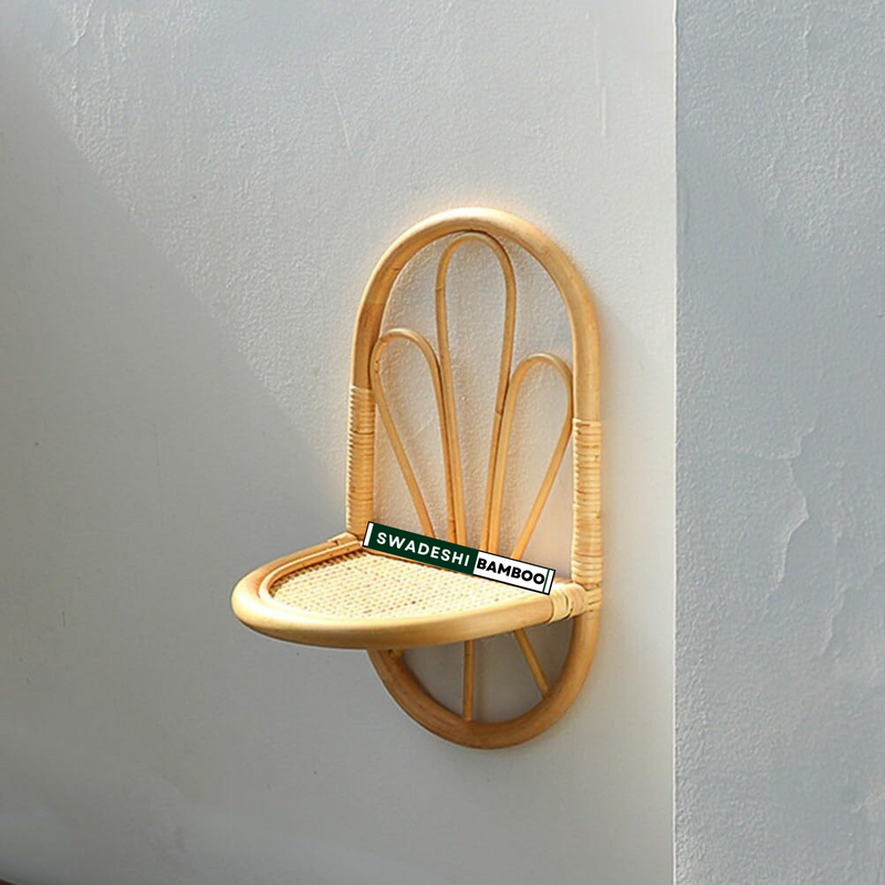 Bamboo Rattan Arc Wall Shelf