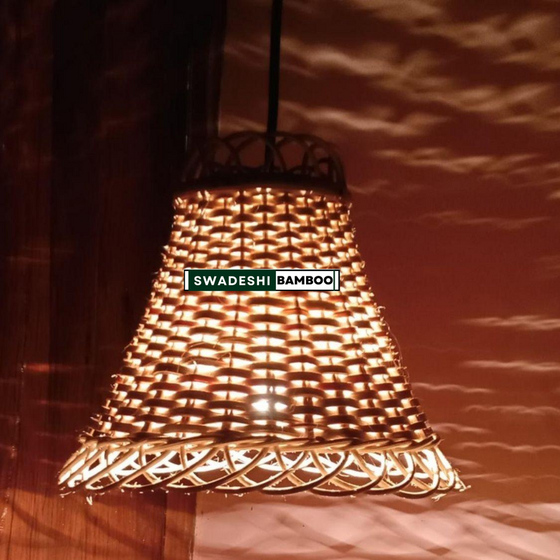 Cane Hanging Bell Shaped Lamp Shade