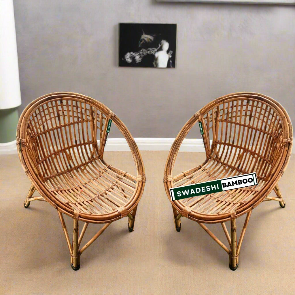Bamboo Cane Designer Chair(Set of 2) for Garden Balcony