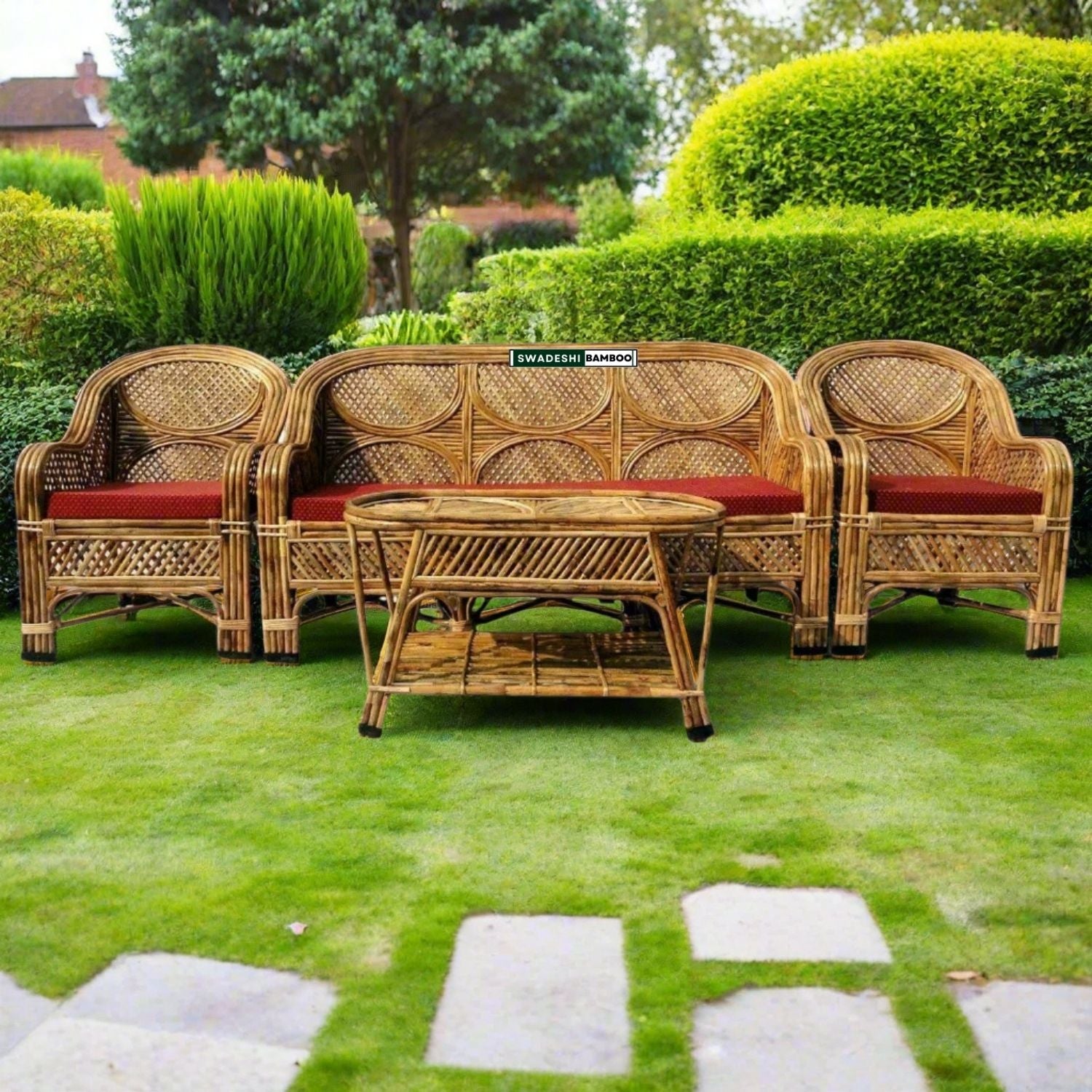 Cane and Bamboo Sofa Set – swadeshibamboo