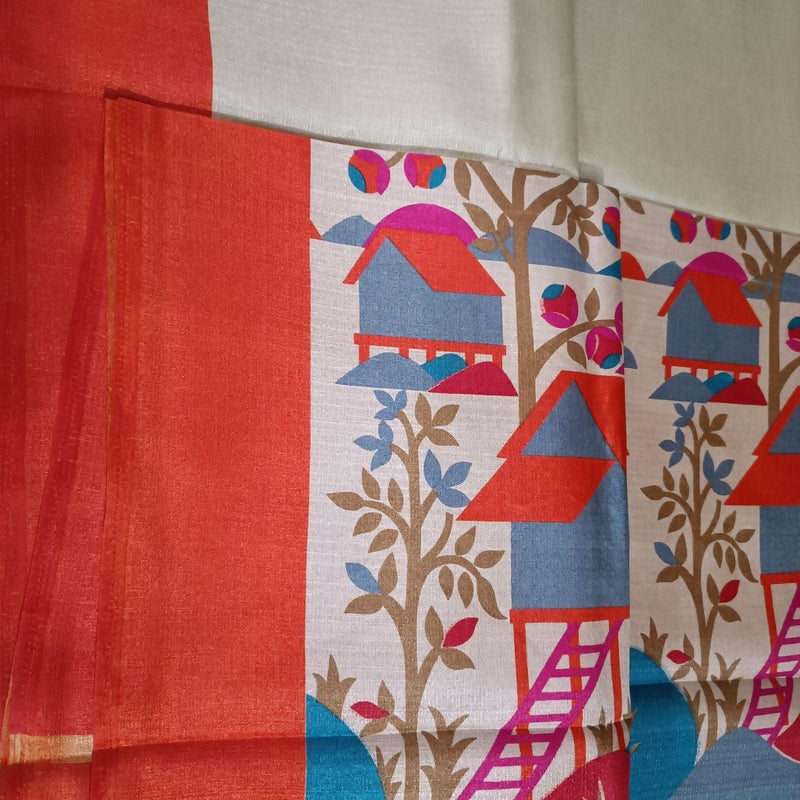 Handloom Women's Black Border Khadi Saree
