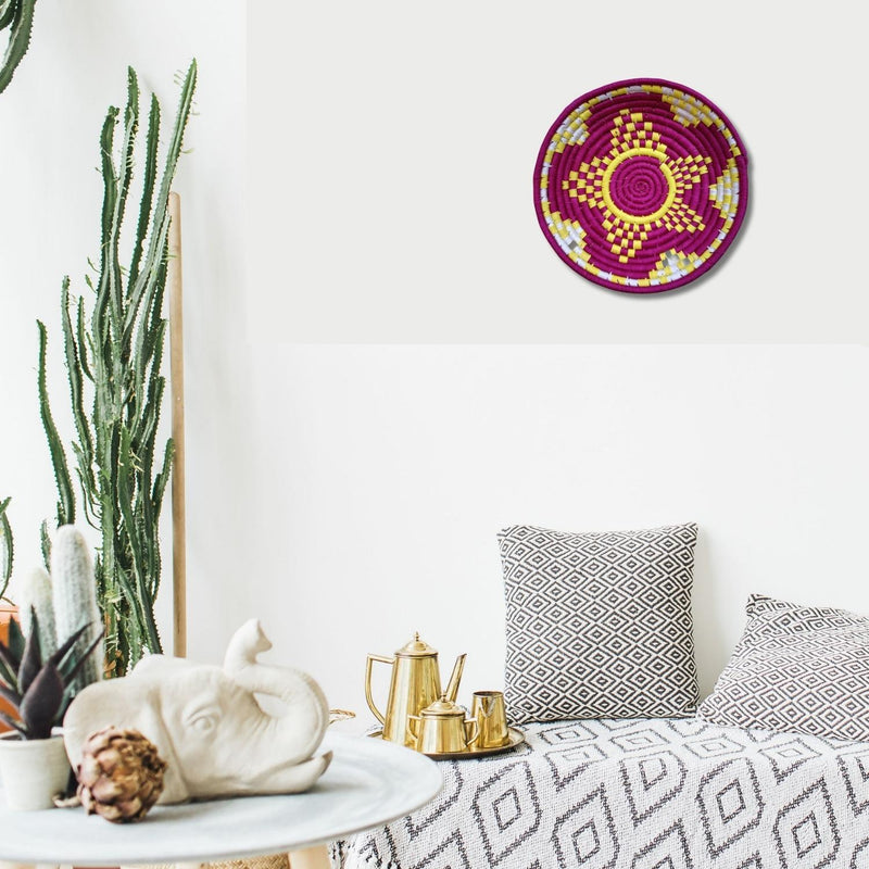 Handwoven Pink color Sabai Grass Wall Plate
