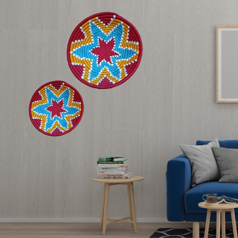 Handwoven Yellow color Sabai Grass Wall Plate