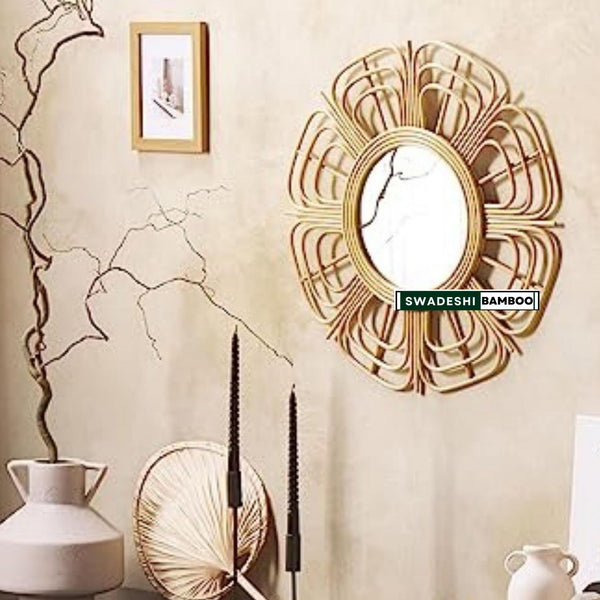 Rattan Flower Mirror