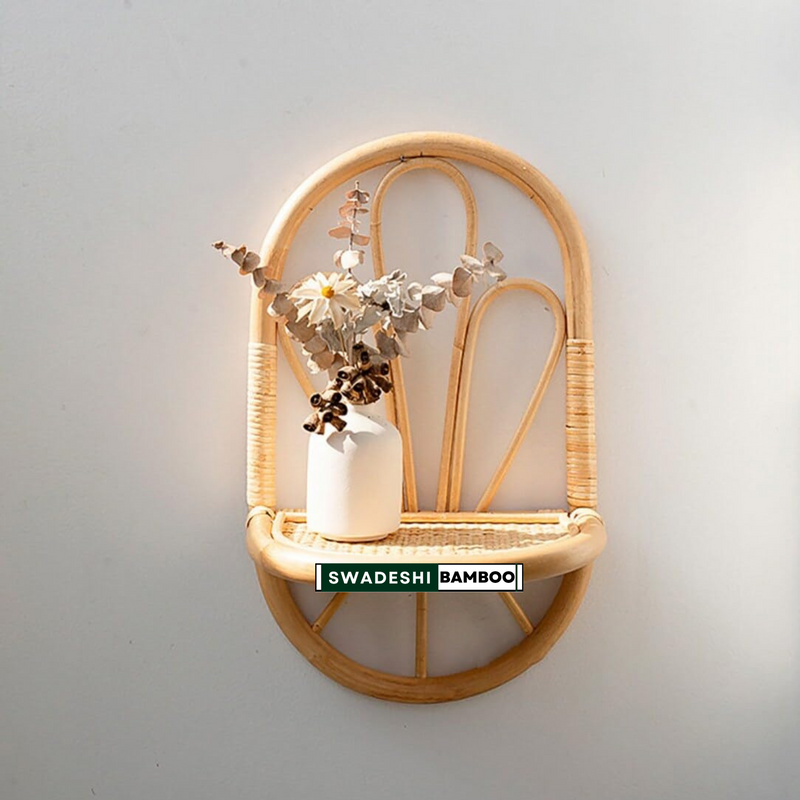 Rattan wall shelf