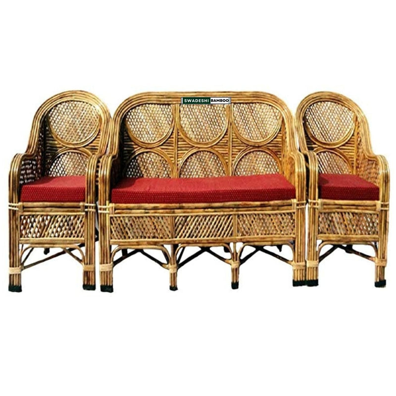bamboo 5 seater sofa set with table