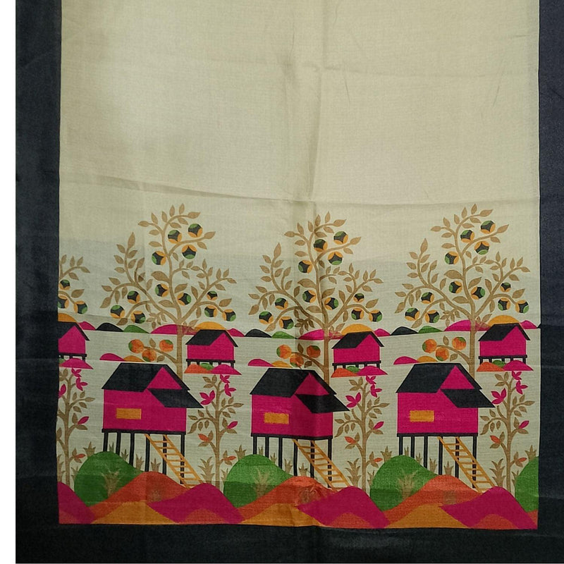 black border khadi saree
