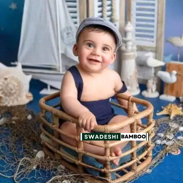 cane basket for baby shoot
