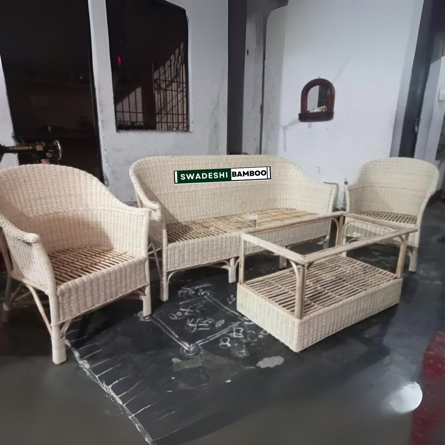 Bamboo Sofa Set with Table – Where Nature Meets Modern Comfort
