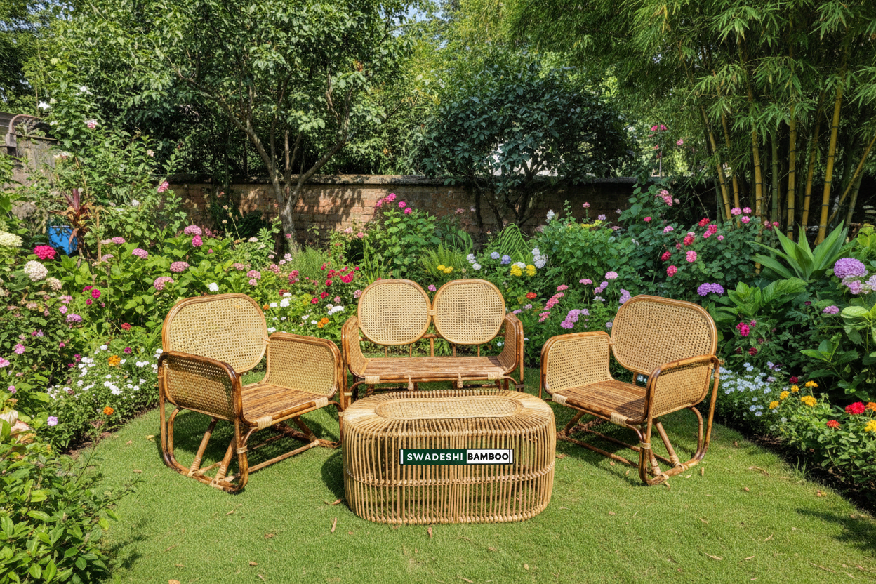 Bamboo Sofa Set with Table