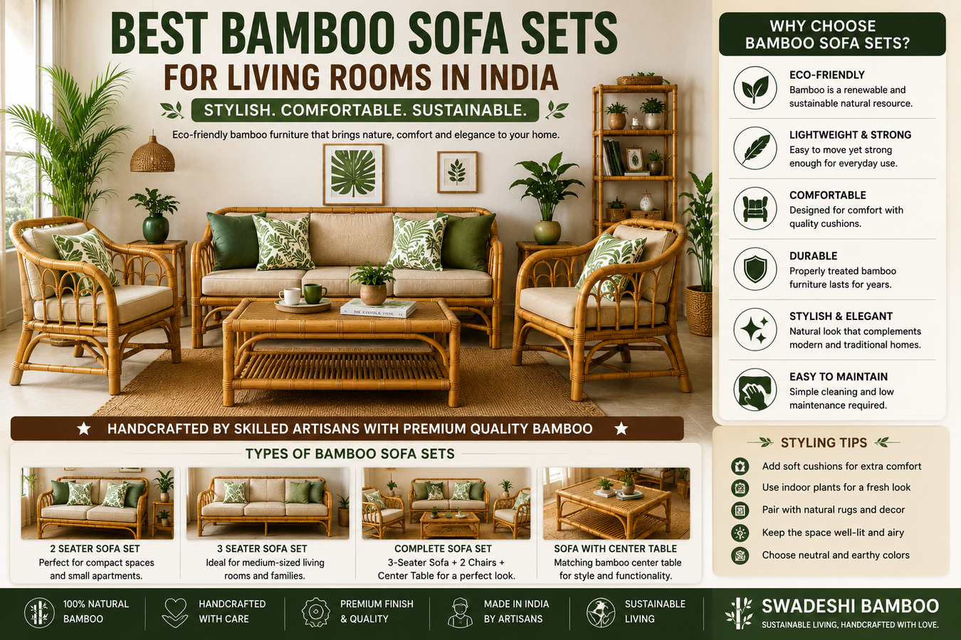 Best Bamboo Sofa Sets for Living Rooms in India (2026 Buying Guide)
