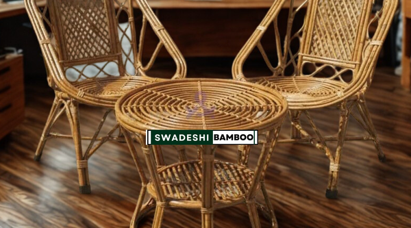Bamboo Cane Antique Chair Set with Table – Perfect Blend of Style & Comfort for Every Space