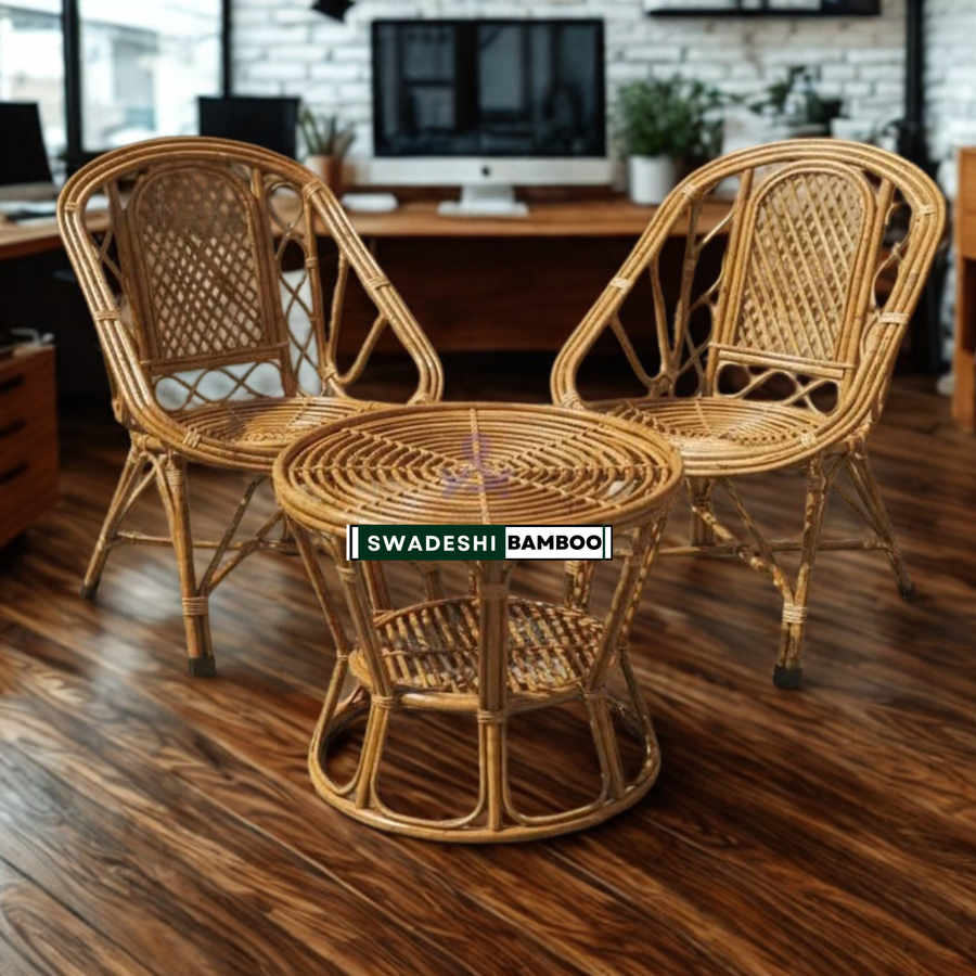 Bamboo Cane Antique Chair Set with Table – Perfect Blend of Style & Comfort for Every Space