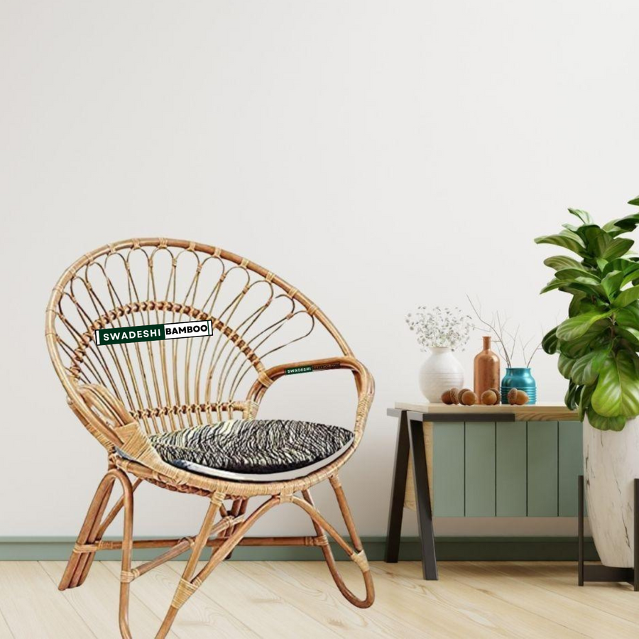 Bamboo Cane Modern Chair with Cushion